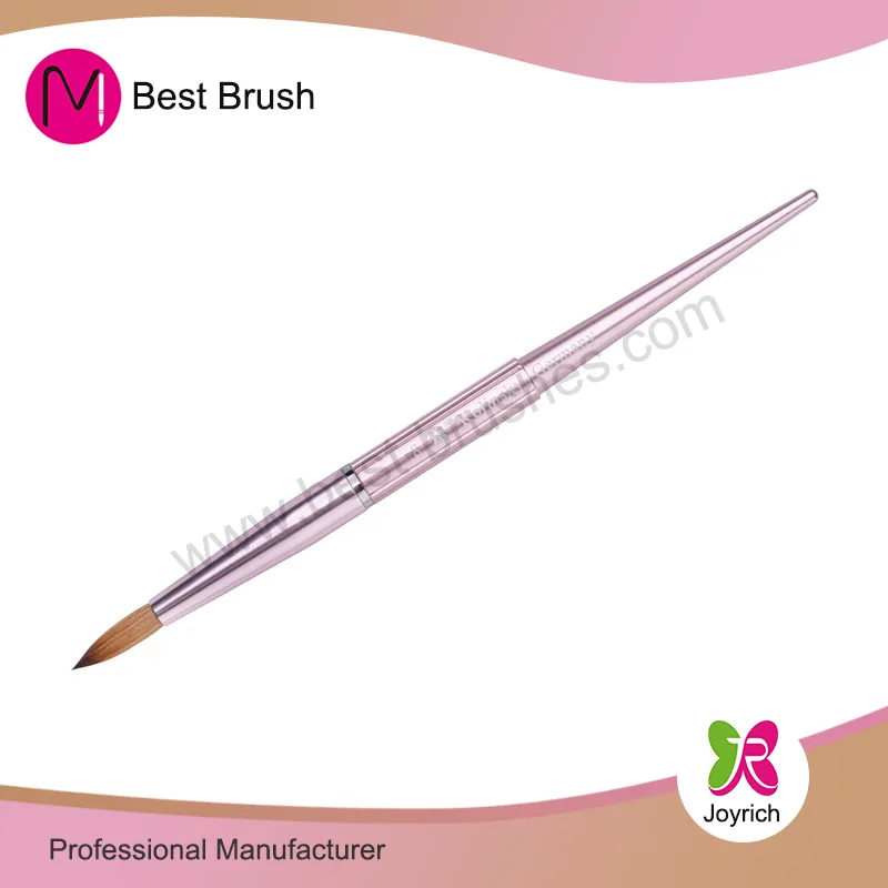 Perie pentru unghii acrilice cu mâner din aluminiu 100% Kolinsky Rose Gold