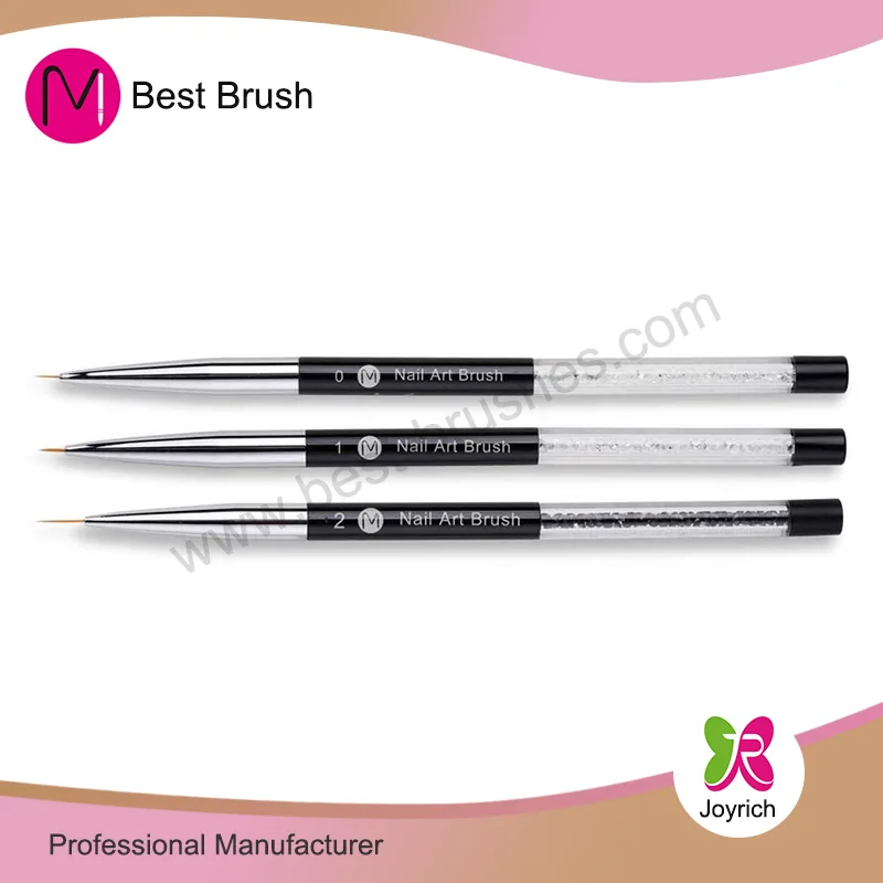 Pensula pentru unghii, metal negru, cristal transparent